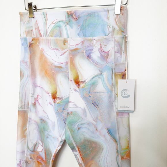 NWT Calme by Johnny Was Multi Marble High Waist Endurance Leggings L - Picture 3 of 9